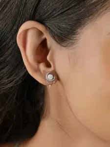 Nistra Opal Rhodium Plated Sterling Silver Drop Earrings