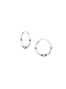 Nistra Rhodium-Plated Sterling Silver Circular Hoop Earrings
