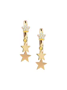 Nistra Gold-Plated Cubic Zirconia Star Shaped Drop Earrings