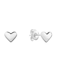 Nistra Rhodium-Plated Sterling Silver Heart Shaped Studs Earrings