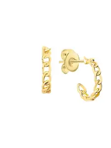 Nistra Gold Plated Contemporary Half Hoop Earrings