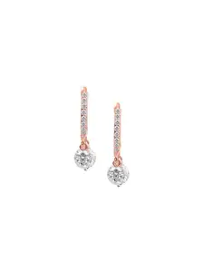 Nistra Cubic Zirconia Rose Gold Plated Sterling Silver Hoop Earrings