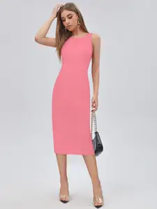 BAESD Round Neck sleeveless Bodycon Midi Dress