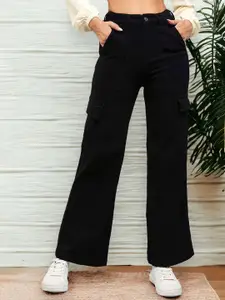 DOLCE CRUDO Women Wide Leg High-Rise Highly Distressed Stretchable Jeans