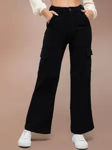 DOLCE CRUDO Women Wide Leg High-Rise Stretchable Jeans