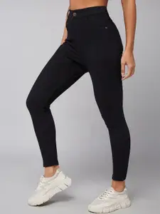 DOLCE CRUDO Women Skinny Cropped Fit High-Rise Slash Knee Stretchable Jeans