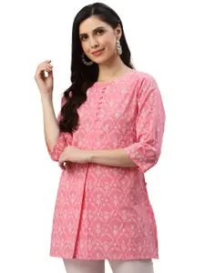KALINI Ethnic Motifs Printed Pure Cotton A-Line Kurti