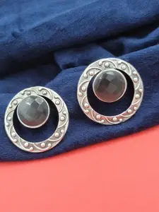 Sangria Silver-Plated Stone Studded Earrings