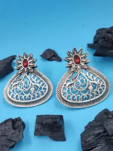 Sangria Silver-Plated Stone Studded Earrings