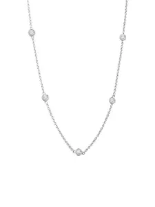Nistra Sterling Silver Rhodium-Plated Cubic Zirconia Studded Necklace