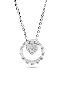 Nistra Women Sterling Silver Rhodium-Plated The Love Frame Necklace