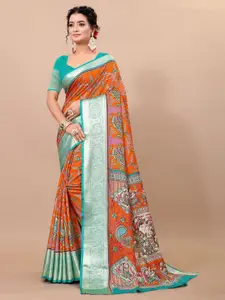 RUNAYA NX Ethnic Motifs Pure Linen Mysore Silk Saree