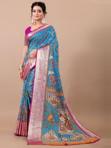 RUNAYA NX Ethnic Motifs Zari Pure Linen Mysore Silk Saree