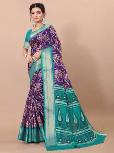 RUNAYA NX Floral Zari Pure Linen Mysore Silk Saree
