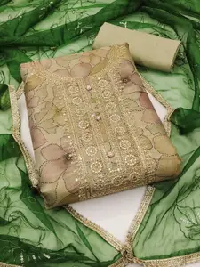 KIMISHA Floral Printed Sequinned Unstitched Dress Material