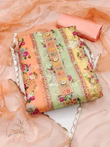 KIMISHA Printed Organza Unstitched Dress Material