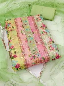 KIMISHA Printed Organza Unstitched Dress Material