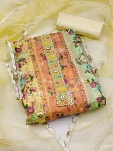 KIMISHA Printed Organza Unstitched Dress Material