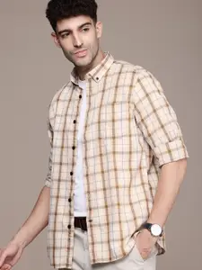 Nautica Classic Checked Button-Down Collar Pure Cotton Casual Shirt