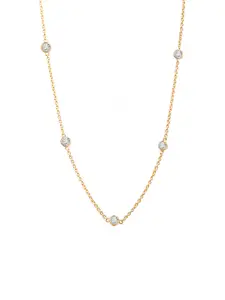 Nistra Sterling Silver Gold-Plated Cubic Zirconia Studded Necklace