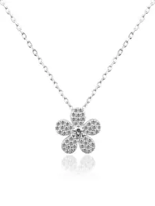 Nistra Women Sterling Silver Rhodium-Plated Necklace
