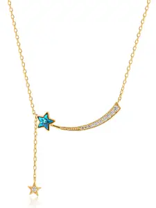 Nistra Women Sterling Silver Gold-Plated Cubic Zirconia Necklace