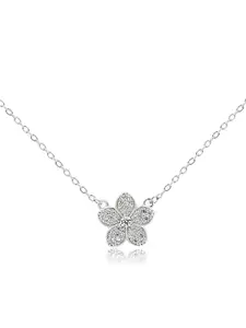Nistra Sterling Silver Women Rhodium-Plated Necklace