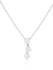 Nistra Women Sterling Silver Rhodium-Plated Trio Heart Radiance Necklace