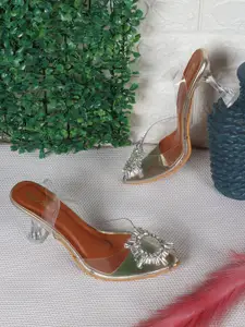 Retro Walk Women Embellished Block Peep Toes