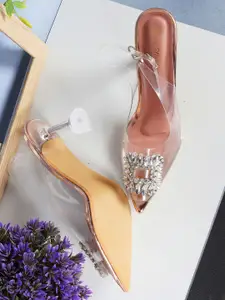 Retro Walk Embellished Kitten Peep Toes