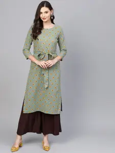 KALINI Women Printed Keyhole Neck Straight Kurta