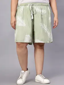 Indietoga Plus Size Rayon Tropical Print Divided Skirt Culotte Shorts