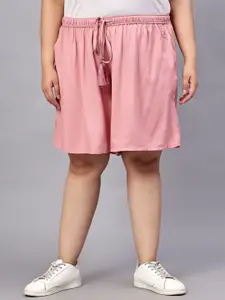 Indietoga Women Plus Size Tropical Printed Above Knee Regular Shorts