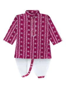 BAESD Boys Ethnic Motifs Printed Mandarin Collar Kurta with Dhoti Pants