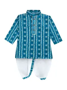 BAESD Boys Ethnic Motifs Printed Mandarin Collar Kurta with Dhoti Pants
