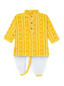 BAESD Boys Ethnic Motifs Printed Mandarin Collar Kurta with Dhoti Pants