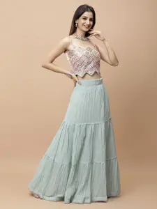 Vervee Couture Embellished Mirror Work Ready to Wear Lehenga Choli