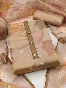 Peachmode Floral Embroidered Sequinned Organza Unstitched Dress Material