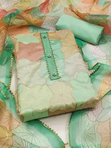 Peachmode Floral Embroidered Sequinned Organza Unstitched Dress Material