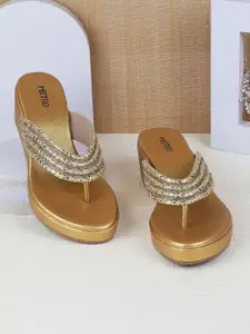 Metro Women Embellished Open Toe Flats