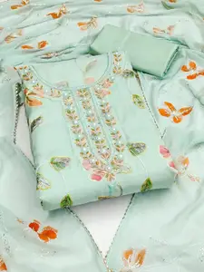 KIMISHA Embellished Organza Unstitched Dress Material