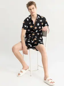 Snitch Printed Pure Cotton Shirt With Shorts