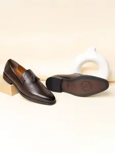 LOUIS STITCH Men Brunette Brown Formal Slip-On Tassel Moccasin Shoes