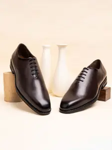 LOUIS STITCH Men Brunette Brown Formal Wholecut Lace-Up Derby Shoes