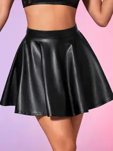 TANDUL Mini Solid Flared Skirt