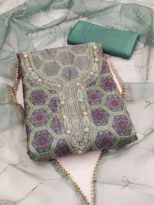 KIMISHA Printed Organza Unstitched Dress Material