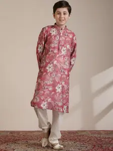 Manyavar Boys Floral Printed Regular Kurta with Pyjamas
