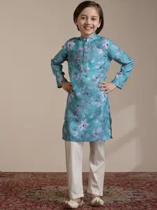 Manyavar Boys Floral Printed Regular Kurta with Pyjamas