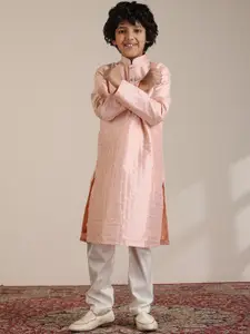 Manyavar Boys Embroidered Regular Sequinned Straight Kurta With Pyjamas