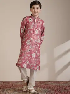 Manyavar Boys Floral Printed Regular Kurta with Pyjamas